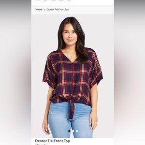 NWT Evereve Allison Joy Dexter Tie Front Top Sz M